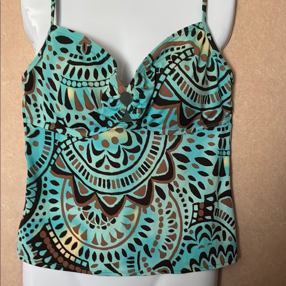 Croft & Barrow Blue and Green Bustier Camisole Swimwear